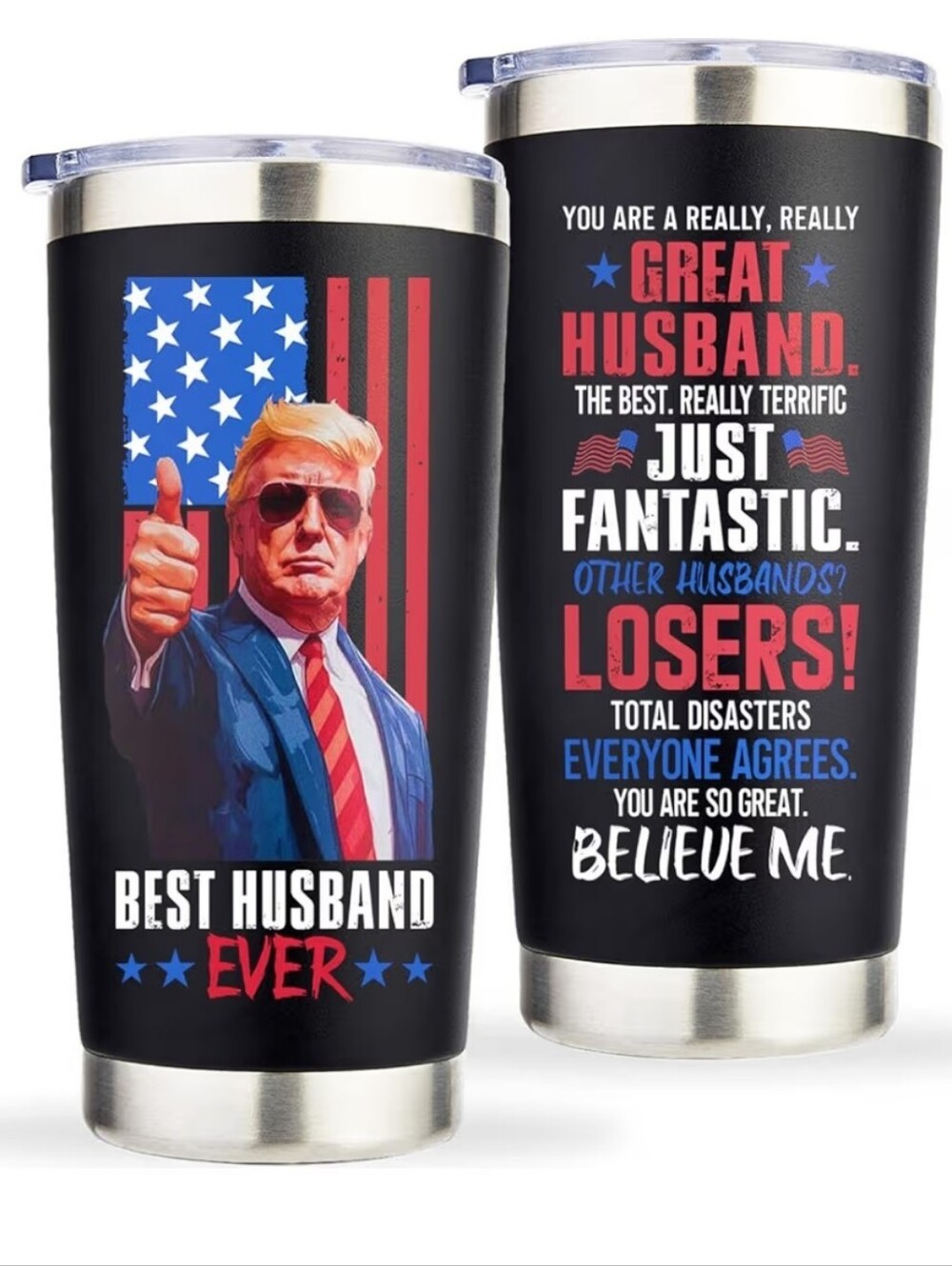Best Husband Ever Stainless Steel Tumbler Patriotic Red‎ White And Blue Trump